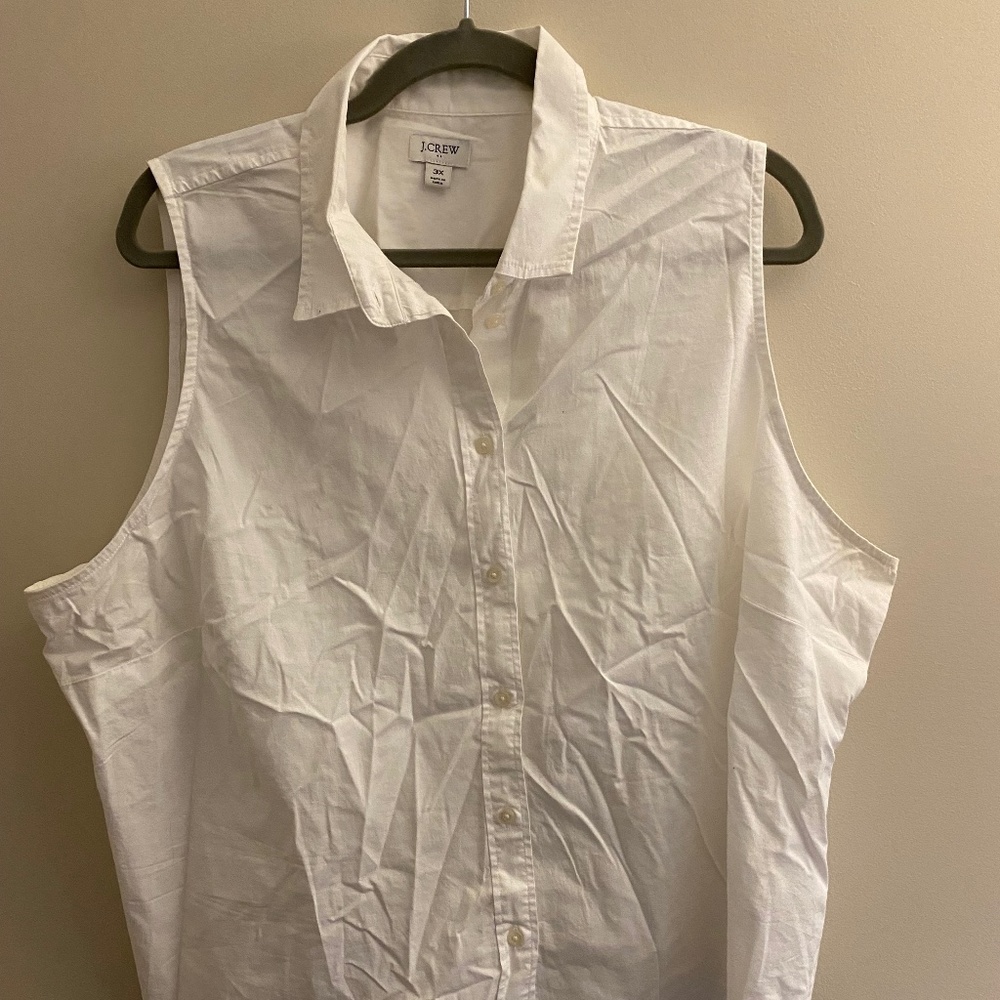 White 3x J.Crew Sleeveless Button Down Shirt